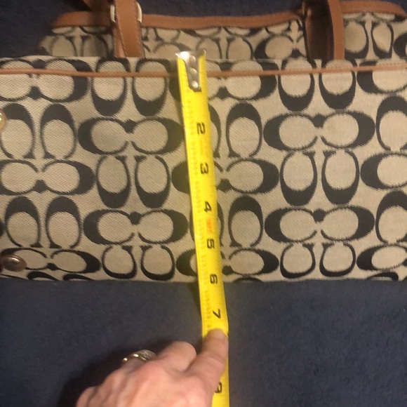 Gently used Coach signature Python Stripe Purse-w/drawstring & snap closure - Picture 7 of 13